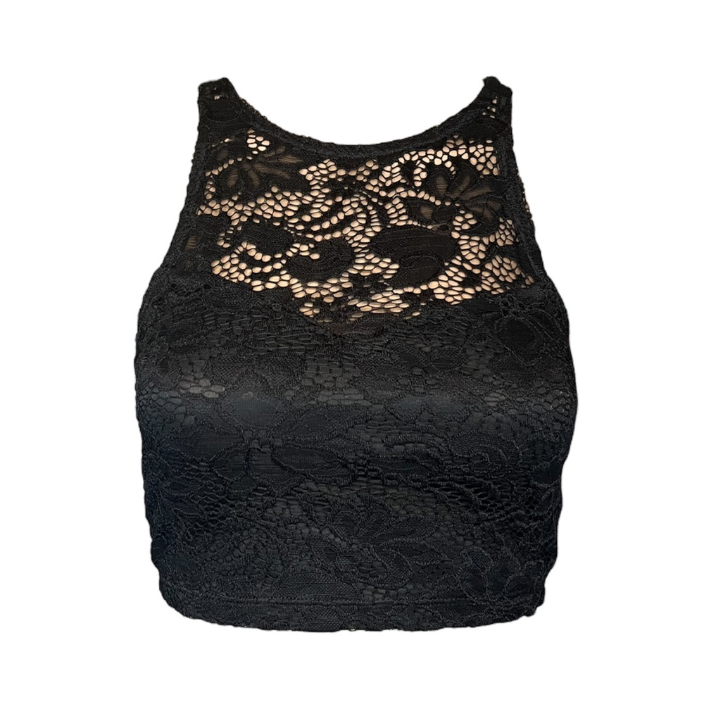 Forever 21- Iris Lace Crop Top - Black - Size: Small